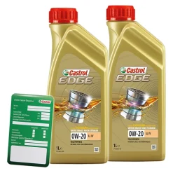 CASTROL 2x 1 L EDGE 0W-20 LL IV + Ölwechsel-Anhänger 15B1B2