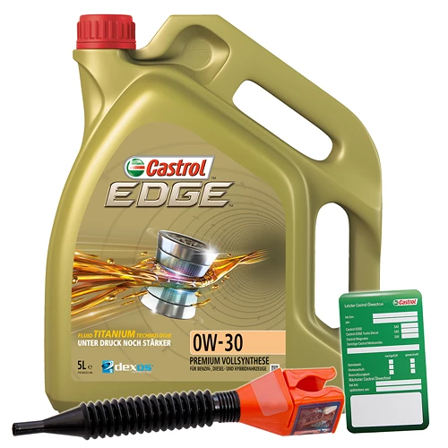 CASTROL 5 L EDGE FLUID 0W-30 + Ölwechsel-Anhänger + Trichter 1533DD 1 CASTROL 5 L EDGE FLUID 0W-30 + Ölwechsel-Anhänger + Trichter 1533DD