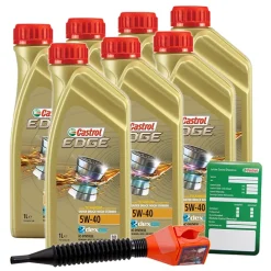 CASTROL 7x 1 L EDGE FLUID TITANIUM 5W-40 + Ölwechsel-Anhänger + Trichter 1535FA
