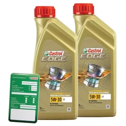 CASTROL 2x 1 L EDGE FLUID TITANIUM 5W-30 C1 + Ölwechsel-Anhänger 15B942