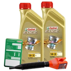 CASTROL 2x 1 L EDGE FLUID TITANIUM 5W-30 LL + Ölw.-Anhänger + Trichter 15665F