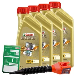 CASTROL 4x 1 L EDGE FLUID TITANIUM 5W-30 LL + Ölw.-Anhänger + Trichter 15665F