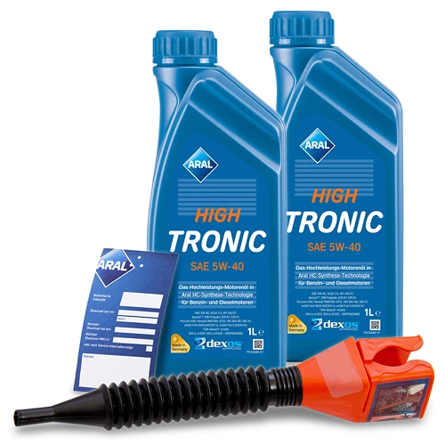 ARAL 2x 1 L HighTronic 5W-40 + Ölwechsel-Anhänger + Einfülltrichter 1505B4 1 ARAL 2x 1 L HighTronic 5W-40 + Ölwechsel-Anhänger + Einfülltrichter 1505B4
