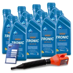 ARAL 8x 1 L HighTronic 5W-40 + Ölwechsel-Anhänger + Einfülltrichter 1505B4