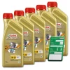 CASTROL 5x 1 L EDGE FLUID TITANIUM 5W-30 A5/B5 + Ölwechsel-Anhänger 15BAE7