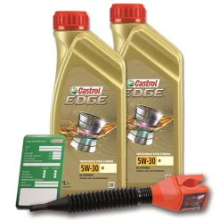 CASTROL 2x 1 L EDGE FLUID TITANIUM 5W-30 M + Ölw.-Anhänger + Trichter 15BF68