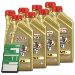 CASTROL 8x 1 L EDGE FLUID TITANIUM 5W-30 M + Ölwechsel-Anhänger 15BF68