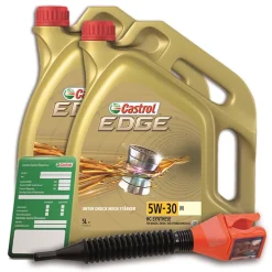 CASTROL 10 L EDGE FLUID TITANIUM 5W-30 M + Ölwechsel-Anhänger + Trichter 15BF6C