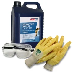 BESTPRICE 5 L Sägekettenmedium + Schutzbrille + Handschuhe 538005