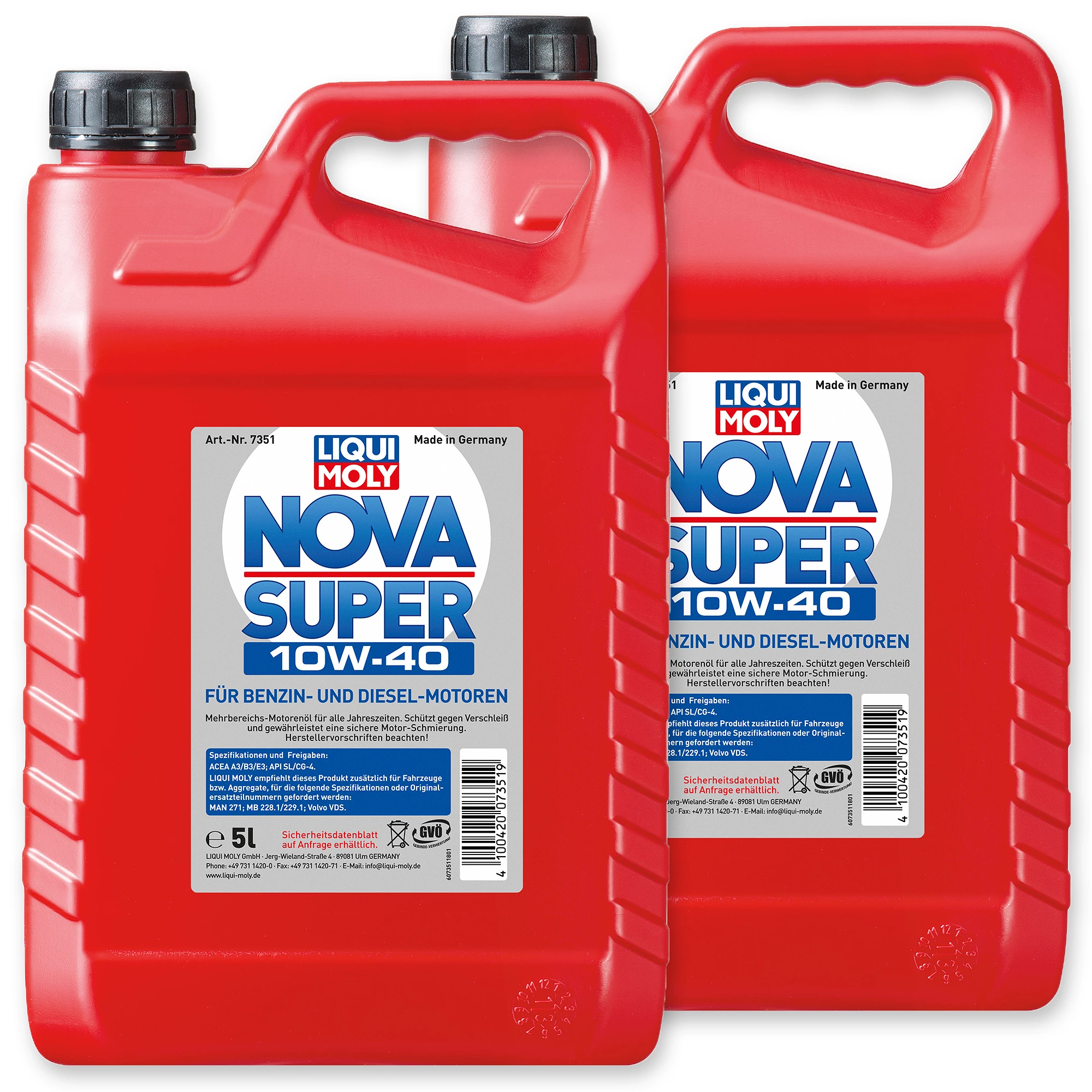 LIQUI MOLY 2x 5 L MOTORÖL Nova Super 10W-40 7351 1 LIQUI MOLY 2x 5 L MOTORÖL Nova Super 10W-40 7351