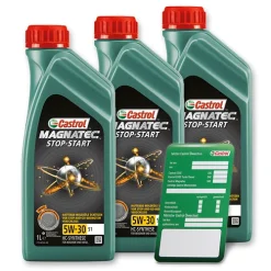 CASTROL 3x 1 L Magnatec Stop-Start 5W-30 S1 + Ölwechsel-Anhänger 15C2BA