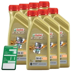 CASTROL 7x 1 L EDGE 0W-40 R + Ölwechsel-Anhänger 15D33B