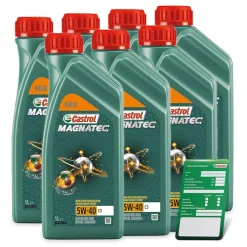 CASTROL 7x 1 L Magnatec 5W-40 C3 + Ölwechsel-Anhänger 15C9C7