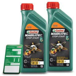 CASTROL 2x 1 L Magnatec Stop-Start 5W-30 C3 + Ölwechsel-Anhänger 15D611