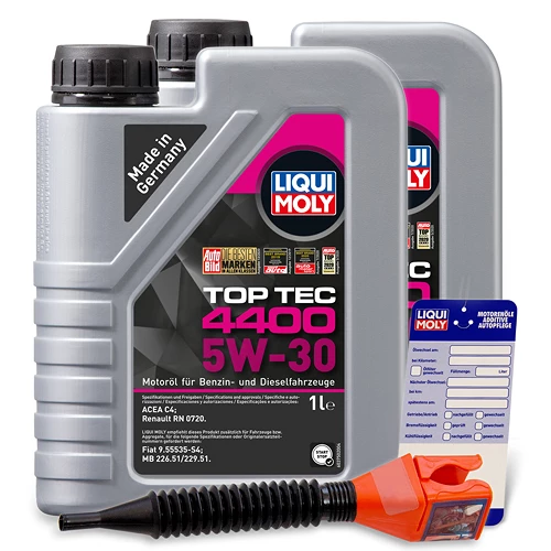 LIQUI MOLY 2x 1 L Top Tec 4400 5W-30 + Ölwechsel-Anhänger + Einfülltrichter 3750 1 LIQUI MOLY 2x 1 L Top Tec 4400 5W-30 + Ölwechsel-Anhänger + Einfülltrichter 3750