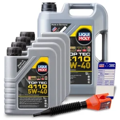 LIQUI MOLY 9 L Top Tec 4110 5W-40 + Ölwechsel-Anhänger + Einfülltrichter 21479