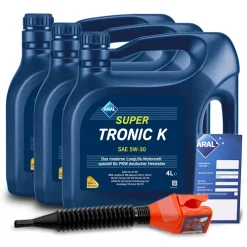 ARAL 12 L SuperTronic K 5W-30 + Ölwechsel-Anhänger + Trichter 15DBCD