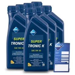 ARAL 7x 1 L SuperTronic K 5W-30 + Ölwechsel-Anhänger 15DBCB