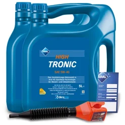 ARAL 10 L HighTronic 5W-40 + Ölwechsel-Anhänger + Einfülltrichter 1529F9
