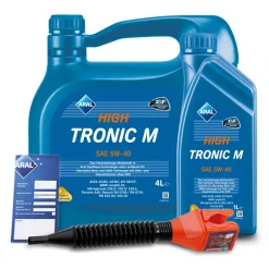 ARAL 5 L HighTronic M 5W-40 + Ölwechsel-Anhänger + Einfülltrichter 154FE8