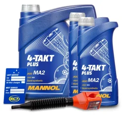 MANNOL 6 L 4-Takt Plus Motoröl + Ölwechsel-Anhänger + Einfülltrichter MN7202-4