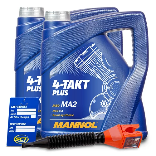 MANNOL 8 L 4-Takt Plus Motoröl + Ölwechsel-Anhänger + Einfülltrichter MN7202-4 1 MANNOL 8 L 4-Takt Plus Motoröl + Ölwechsel-Anhänger + Einfülltrichter MN7202-4