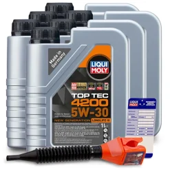 LIQUI MOLY 6x 1 L Top Tec 4200 5W-30+ Ölw.-Anhänger+ Trichter 10802793
