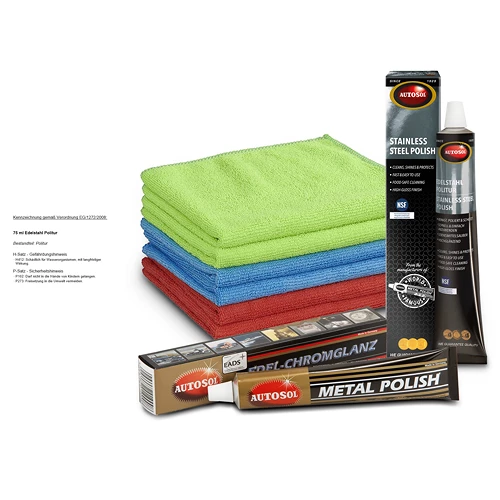 AUTOSOL 75 Ml Edel Chromglanz+75 Ml Edelstahl Politur+ 6x Mikrofasertuch 40572347 1 AUTOSOL 75 Ml Edel Chromglanz+75 Ml Edelstahl Politur+ 6x Mikrofasertuch 40572347