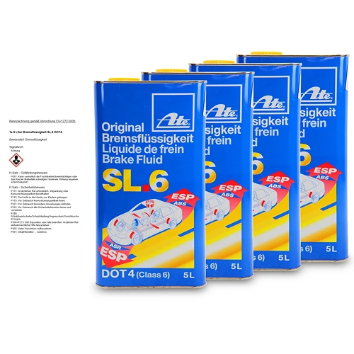 ATE 4x 5 Liter Bremsflüssigkeit SL.6 DOT4 03.9901-6403.2 1 ATE 4x 5 Liter Bremsflüssigkeit SL.6 DOT4 03.9901-6403.2