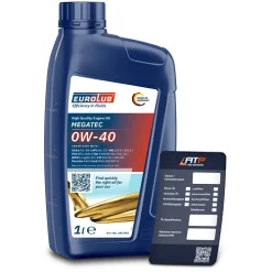 EUROLUB 1 L Motoröl MEGATEC 0W-40 + Ölwechsel-Anhänger 241001