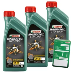CASTROL 3x 1 L Magnatec Stop-Start 5W-30 C2+ Ölw.-Anhänger 1599DA