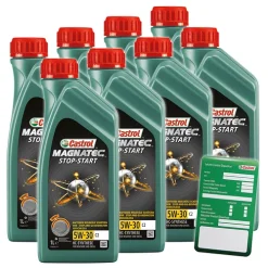 CASTROL 8x 1 L Magnatec Stop-Start 5W-30 C2+ Ölw.-Anhänger 1599DA