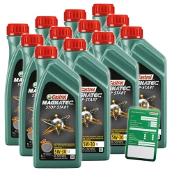 CASTROL 12x 1 L Magnatec Stop-Start 5W-30 C2+Ölw.-Anhänger 1599DA