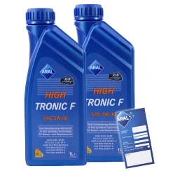 ARAL 2x 1 L HighTronic F 5W-30 + Ölwechsel-Anhänger 1552A0