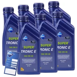 ARAL 7x 1 L SuperTronic E 0W-30 + Ölwechsel-Anhänger 14F802