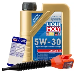 LIQUI MOLY 1 L Longlife III 5W-30 + Ölw.-Anhänger + Trichter 10803461