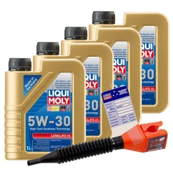LIQUI MOLY 4x 1 L Longlife III 5W-30+ Ölw.-Anhänger+ Trichter 10803467