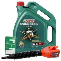 CASTROL 5 L Magnatec Diesel 5W-40 DPF + Ölwechsel-Anhänger + Trichter 1502BA