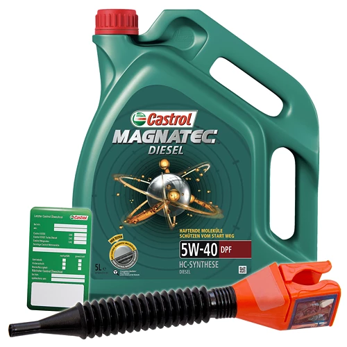 CASTROL 5 L Magnatec Diesel 5W-40 DPF + Ölwechsel-Anhänger + Trichter 1502BA 1 CASTROL 5 L Magnatec Diesel 5W-40 DPF + Ölwechsel-Anhänger + Trichter 1502BA