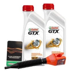 CASTROL 2x 1 L GTX 5W-40 A3/B4 + Ölwechsel-Anhänger + Einfülltrichter 15218E