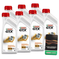 CASTROL 7x 1 L GTX 5W-40 A3/B4 + Ölwechsel-Anhänger 15218E