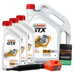 CASTROL 8 L GTX 5W-40 A3/B4 + Ölwechsel-Anhänger + Einfülltrichter 15218F