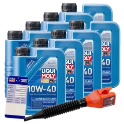 LIQUI MOLY 8x 1 L Super Leichtlauf 10W-40 + Ölw.-Anhänger 1300