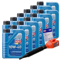 LIQUI MOLY 12x 1 L Super Leichtlauf 10W-40 + Ölw.-Anhänger 1300